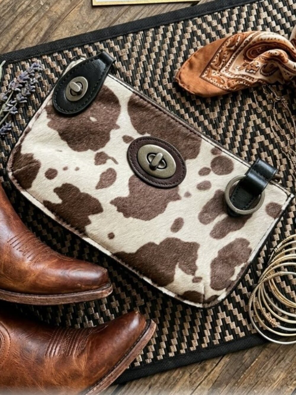 JOY SUSAN Cow Print Convertible Crossbody Clutch